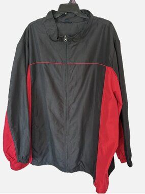 KingSize 6XL Big Windbreaker Jacket Black Red Full Zip Lightweight Mens Coat